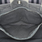 Hermes Fourre-Tout PM Tote Bag Gray Canvas Black Stripe Used Vintage 06E01825030