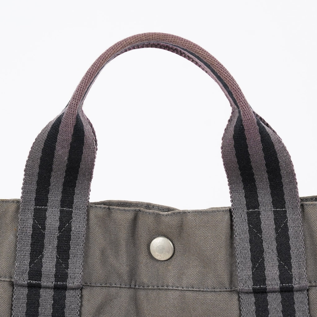 HERMES Fourre Tout GM Tote Bag Gray Canvas Handbag Unisex 08E34825010