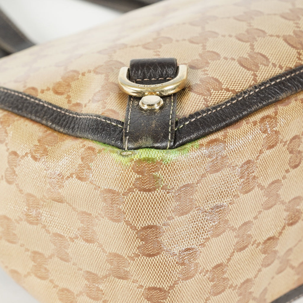 Gucci Abbey Tote Bag Beige GG Canvas Leather Shoulder Bag Vintage 09M032266016