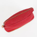 Hermes Bolide Pouch 20 Red Canvas Leather Trim Cosmetic Pouch Used 08E04605008