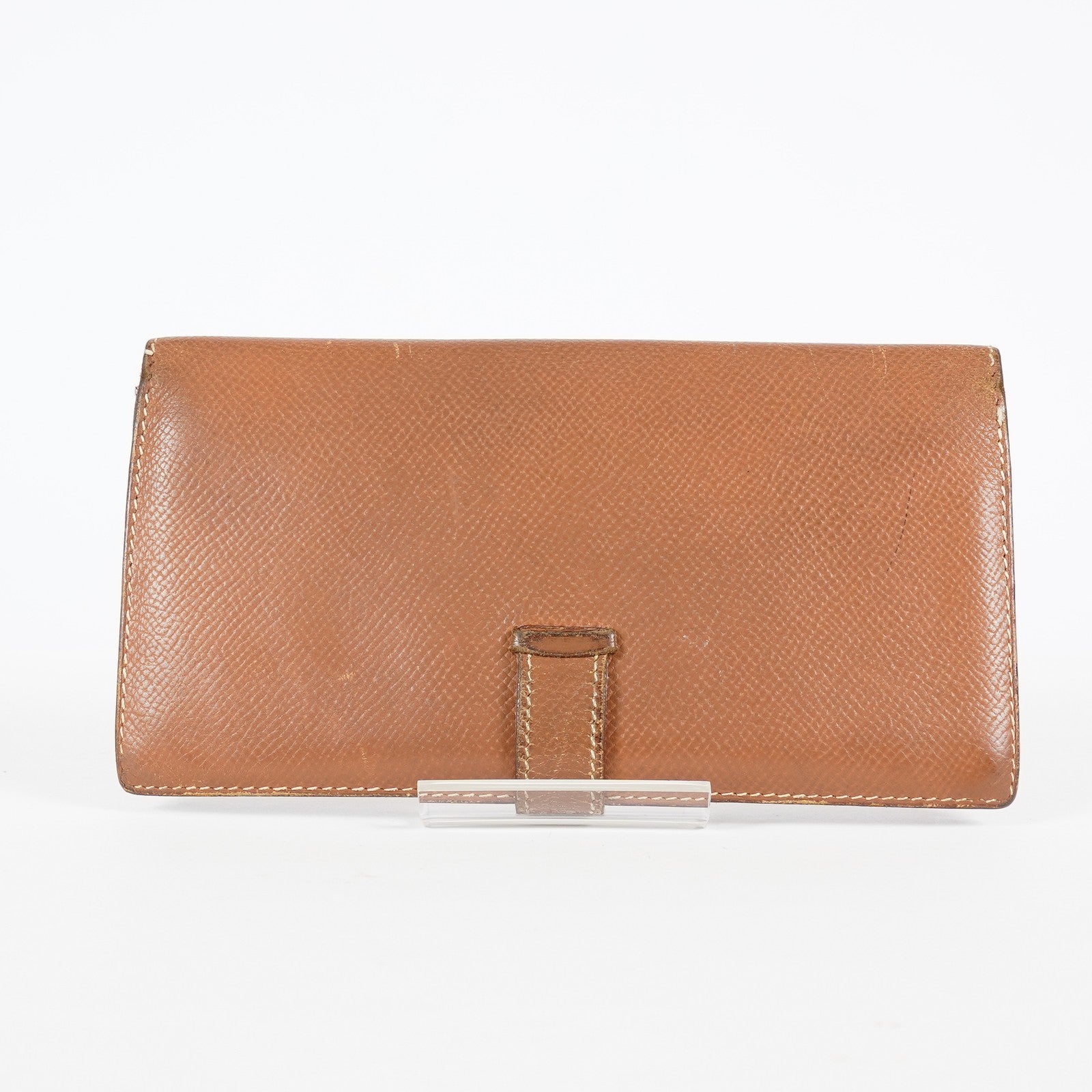 Hermes Bearn Soufflet Long Wallet Brown Leather Gold Hardware Used 08E022090008