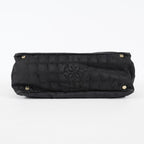 Chanel New Travel Line Tote Bag MM Black Nylon Leather Gold HW Used 08E191155007