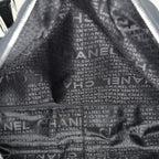 CHANEL Chocolate Bar Nylon Mini Boston Handbag Black Silver HW Used 07E314180008