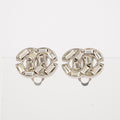 Chanel Coco Mark Rhinestone Bucket Earrings Silver Plated Women's 05E613300016