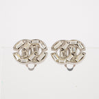 Chanel Coco Mark Rhinestone Bucket Earrings Silver Plated Women's 05E613300016