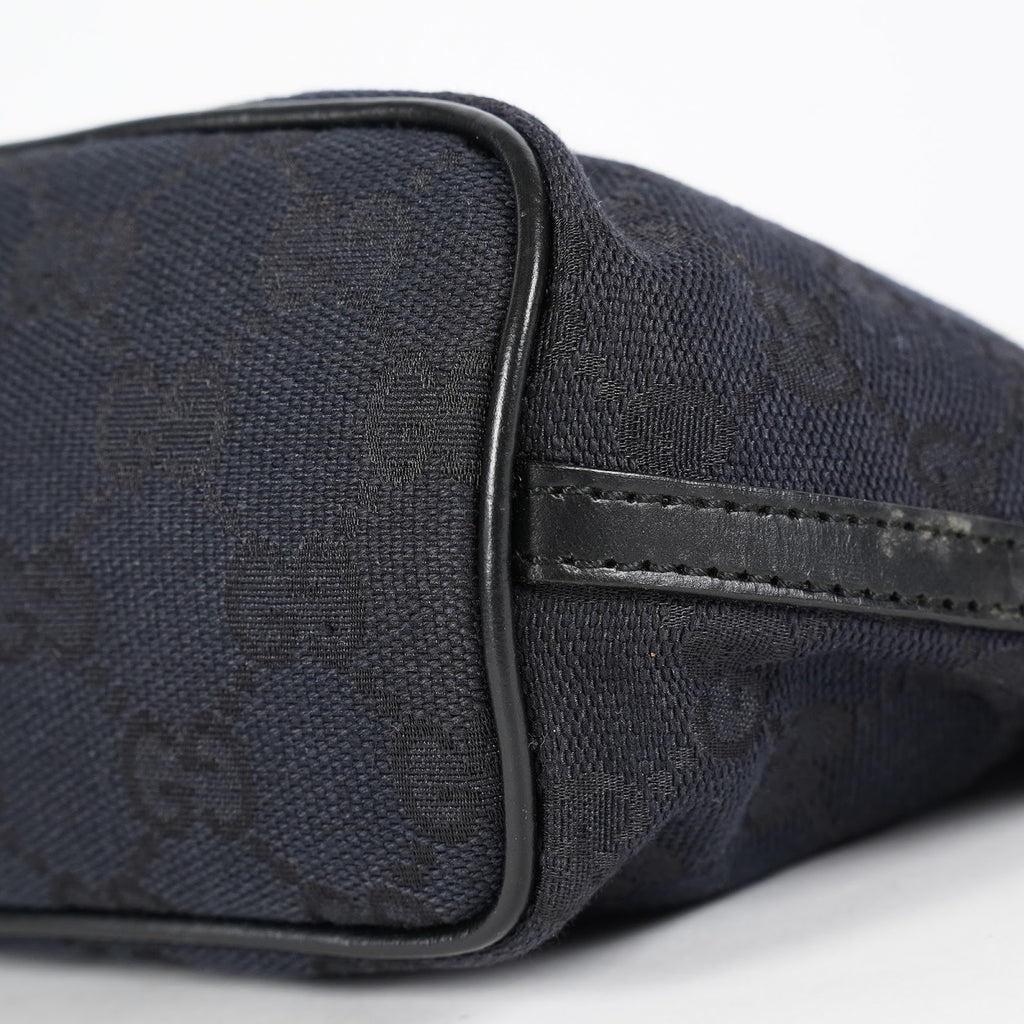 GUCCI GG Canvas Boat Pochette Shoulder Bag 22cm Black Vintage Used 08E172090010