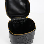 Chanel Caviar Skin CC Vanity Bag 16cm Black Leather Vintage Used 07E016820029