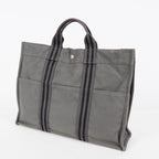 Hermes Fourre Tout MM Gray Toile Canvas Tote Bag Silver Used Vintage 08E15825012