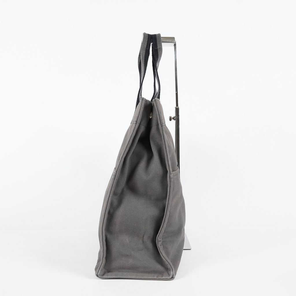 Hermes Fourre-Tout GM Gray Black Canvas Tote Bag Purse Used Vintage 08E11825007