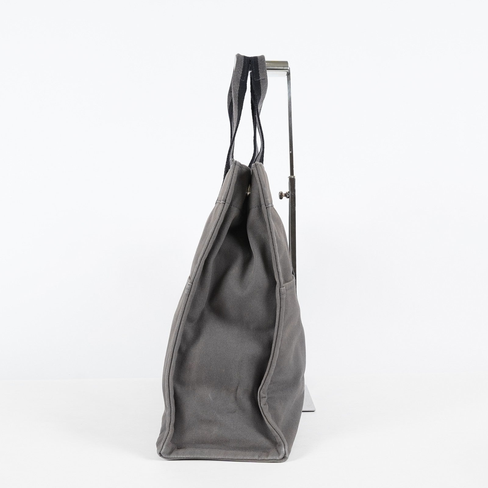 Hermes Fourre-Tout GM Gray Black Canvas Tote Bag Purse Used Vintage 08E11825007