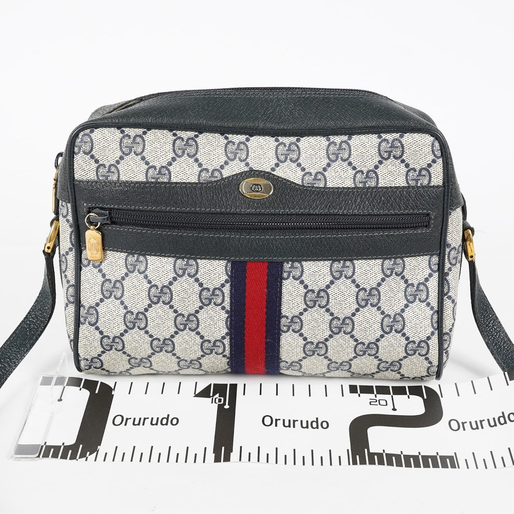 GUCCI Sherry Line GG Supreme Shoulder Bag Navy Crossbody Vintage 08E242640010