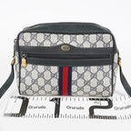 GUCCI Sherry Line GG Supreme Shoulder Bag Navy Crossbody Vintage 08E242640010
