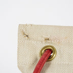 Hermes Aline Mini Beige Canvas Red Leather Shoulder Bag Used 08E082090008
