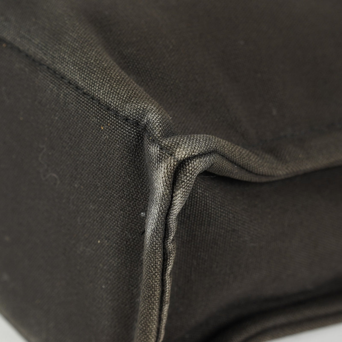 Hermes Fourre-Tout MM Black Canvas Leather Tote Bag Used Auth 09E02825011