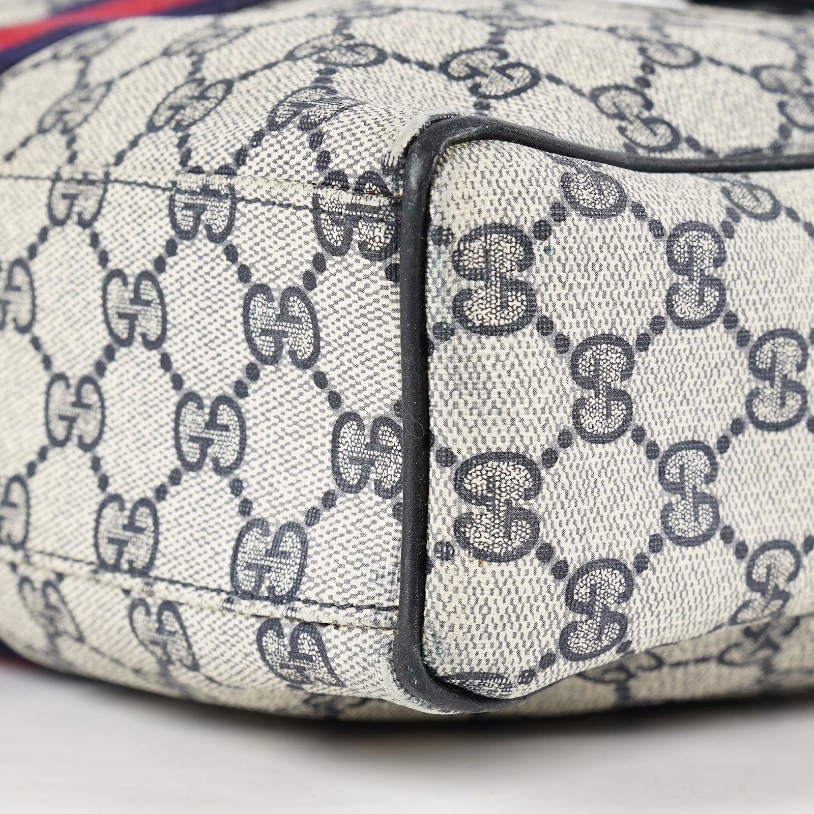 GUCCI Vintage Sherry Line GG Canvas Mini Boston Bag Navy Web 08E393190010
