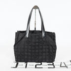 Chanel Travel Line Tote Bag Black Nylon Leather Used Handbag 09M321359608