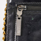 Chanel Coco Mark Shoulder Chain Wallet Black Women's Enamel vintage 05E294730016