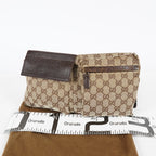 GUCCI GG Canvas Waist Belt Body Bag Beige Brown Vintage Used Womens 08E141870008