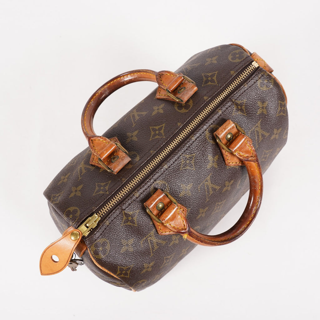 Louis Vuitton Speedy 25 M41528 Monogram Canvas Boston Handbag Brown 07E057150004