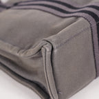 Hermes Fourre-Tout PM Tote Bag Gray Canvas Black Stripe Used Vintage 06E01825030