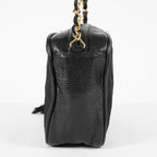 Chanel Satin Leather CC Fringe Chain Shoulder Bag Black Used 07E058800027