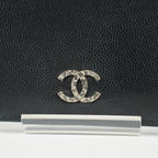 Chanel Caviar Skin Long Bifold Wallet Black Leather Used with Box 05E412310016