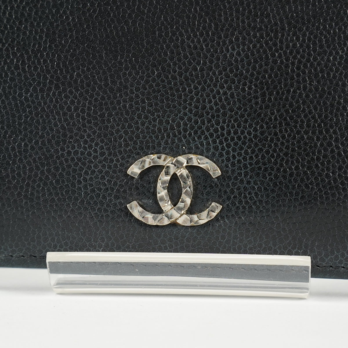 Chanel Caviar Skin Long Bifold Wallet Black Leather Used with Box 05E412310016