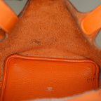 HERMES Picotin PM 18 Taurillon Clemence Orange Handbag Bag 05E0119250016