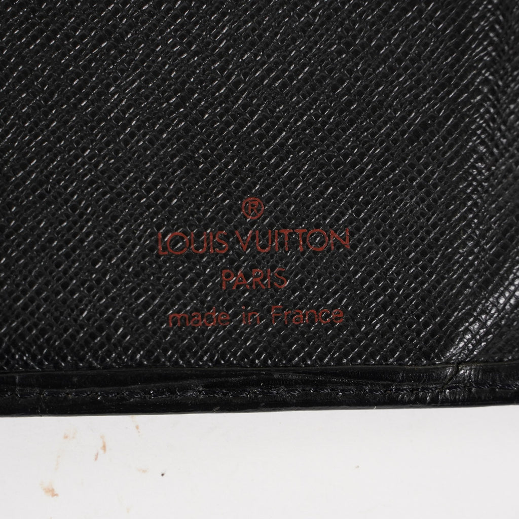 Louis Vuitton LV Long Wallet Portefeuille Brazza M63382 Black Epi Auth XY214