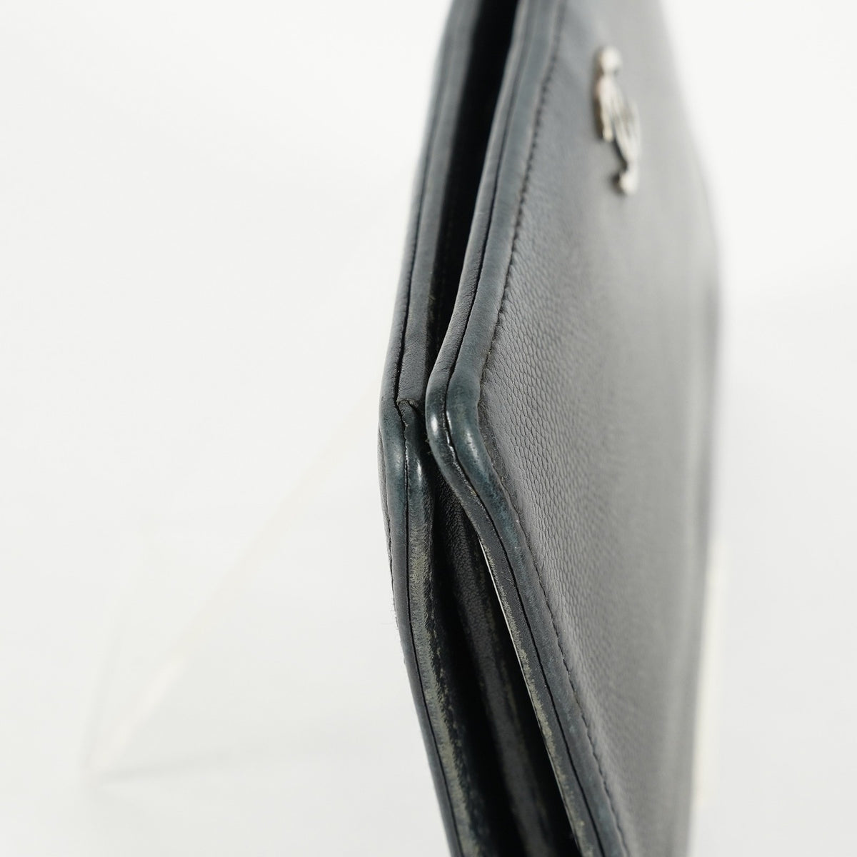 Chanel Caviar Skin Long Bifold Wallet Black Leather Used with Box 05E412310016