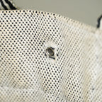 HERMES Fourre Tout PM Canvas Tote Hand Bag Gray Black Stripe 08E23825010