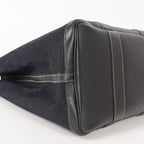 Authentic Hermes Garden Party MM Canvas Leather Tote Bag  black 02E036820003