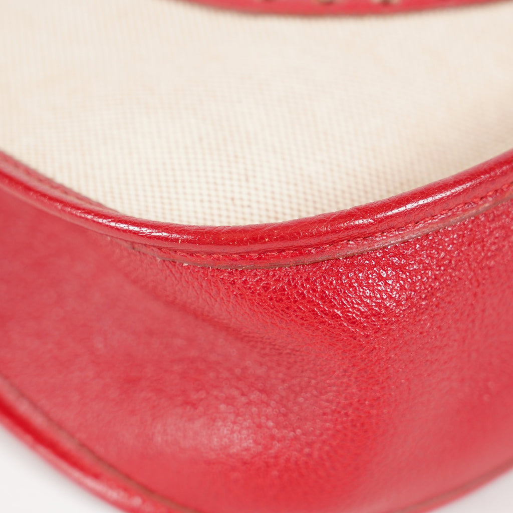 Hermes Rouge Red Taurillon Clemence Leather and Canvas Evelyne 06E0113310019