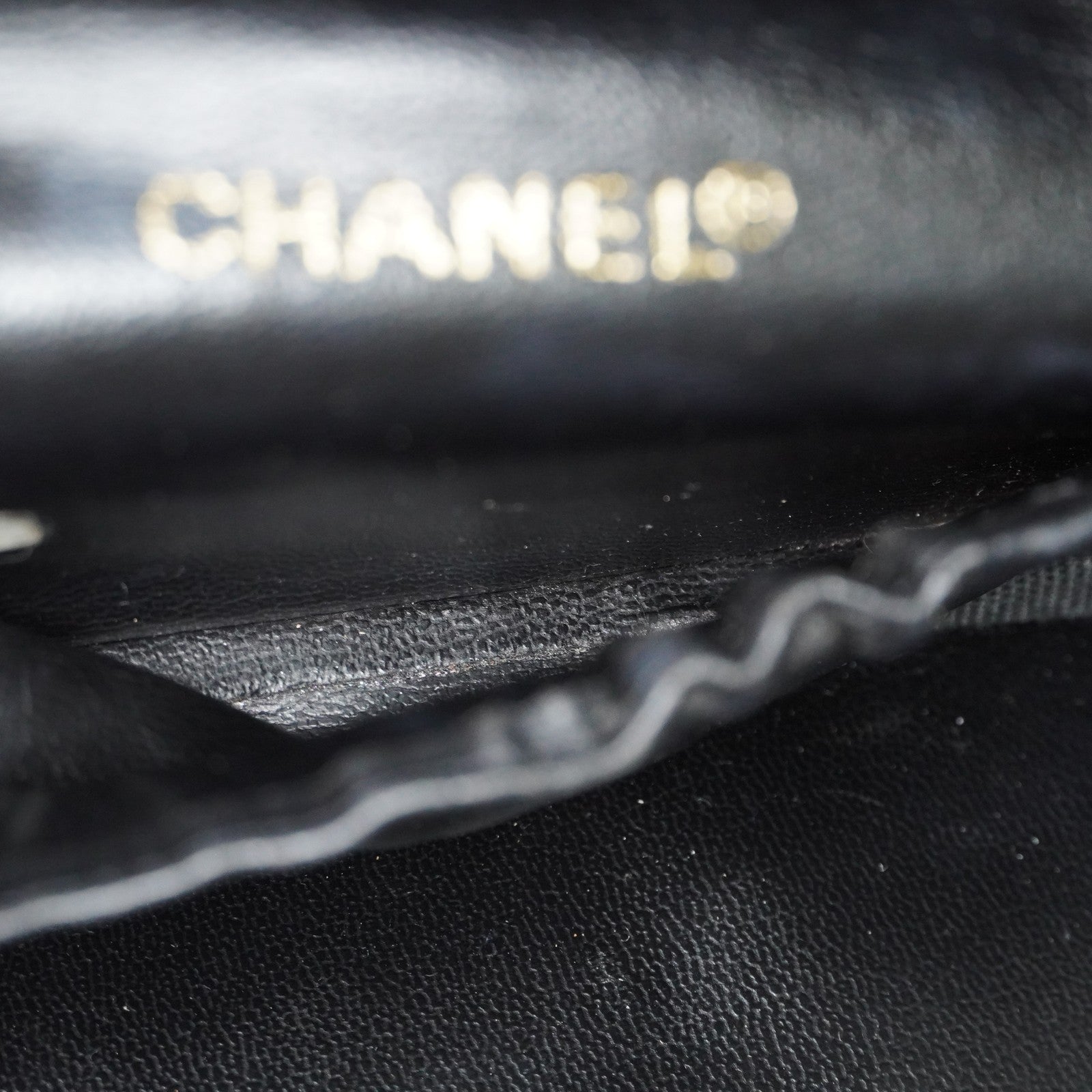 Chanel Caviar Skin CC Vanity Bag Black Leather Used Vintage 07E046490027