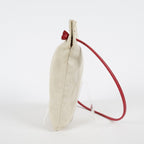 Hermes Aline Mini Beige Canvas Red Leather Shoulder Bag Used 08E082090008