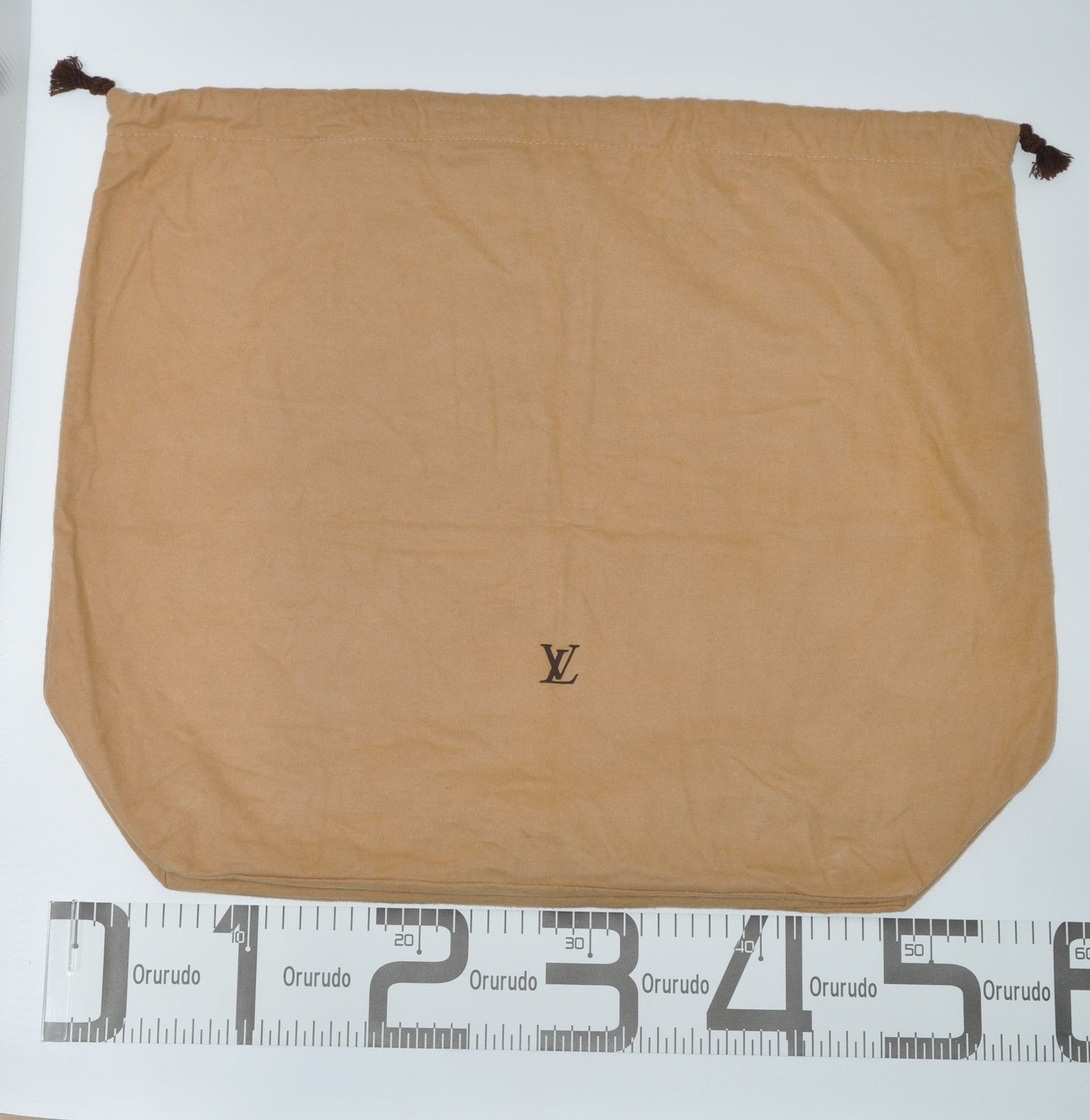 Louis Vuitton Dust Bag Storage Pouch Drawstring Beige LV Logo Authentic 45x42