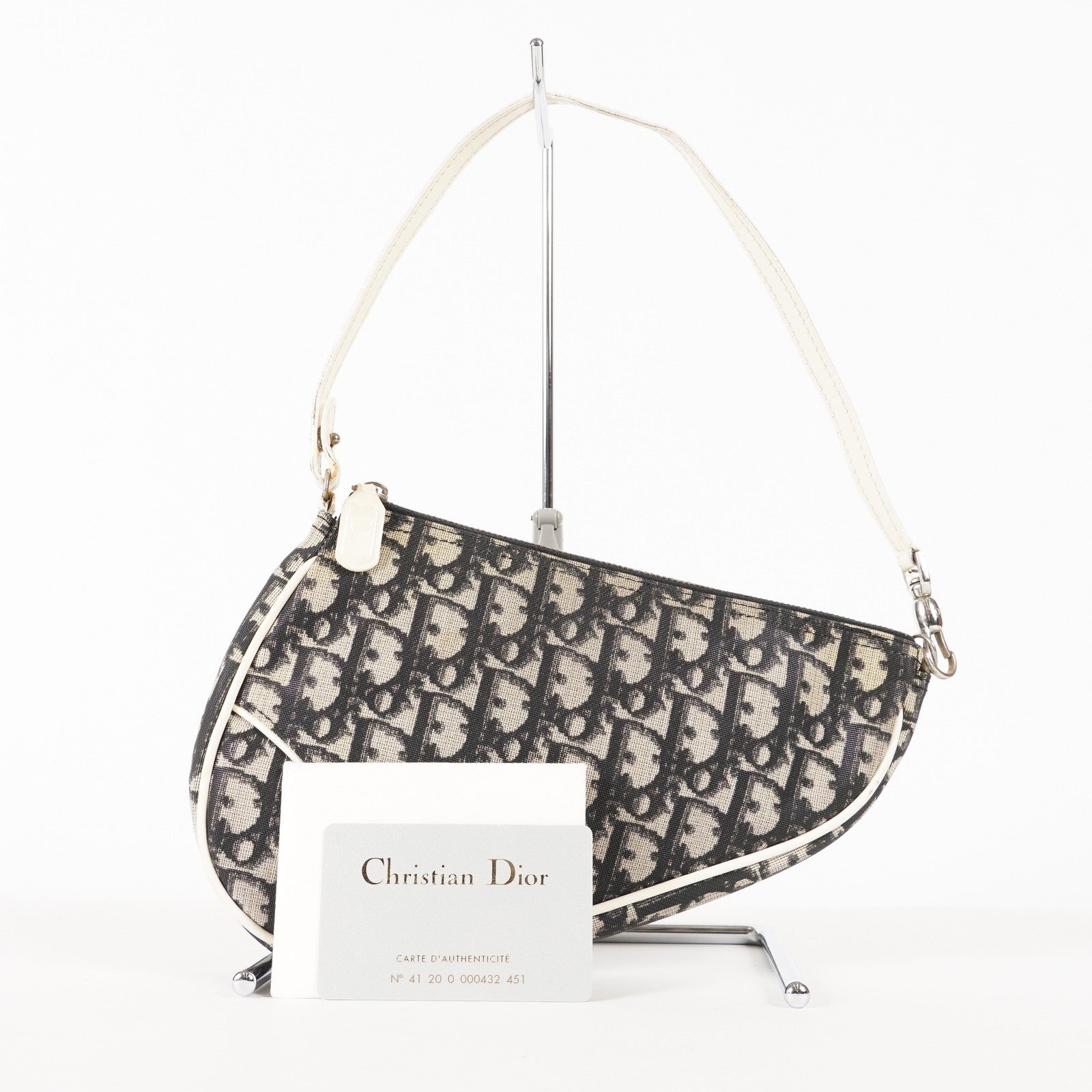  CHRISTIAN DIOR Monogram Mini Saddle Pochette Navy/Black 01E215720008