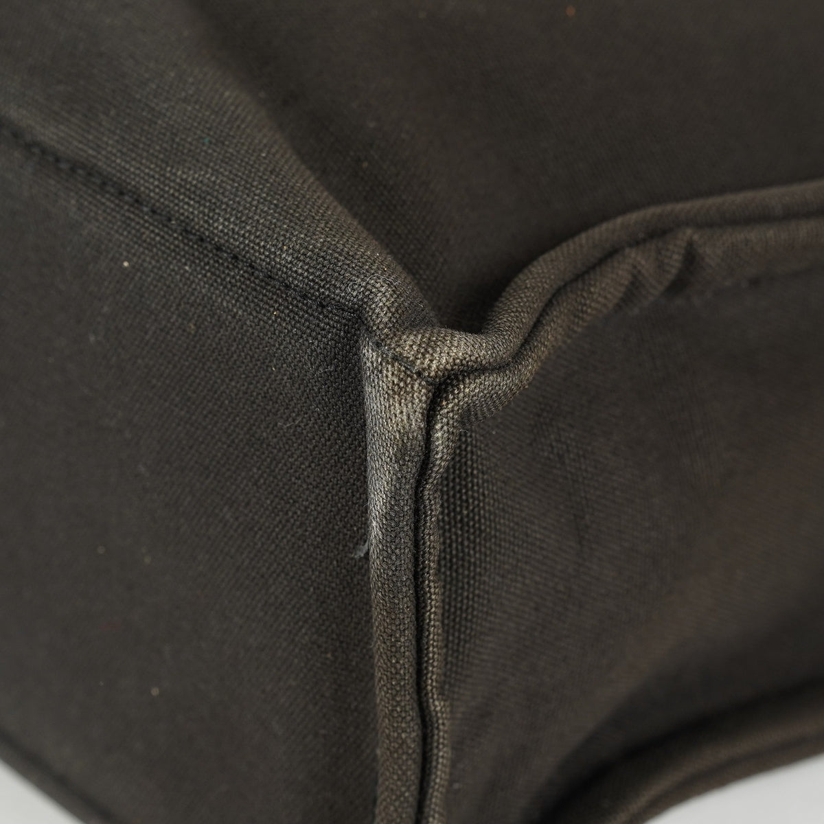 Hermes Fourre-Tout MM Black Canvas Leather Tote Bag Used Auth 09E02825011