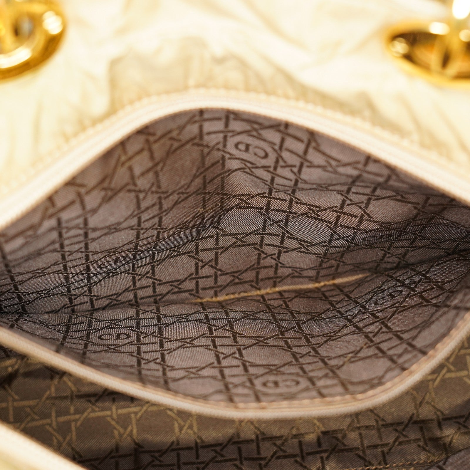 Christian Dior Vintage Lady Bag Cannage Quilt Nylon Medium beige 02A083946805