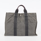 HERMES Fourre Tout GM Tote Bag Gray Canvas Handbag Unisex 08E34825010