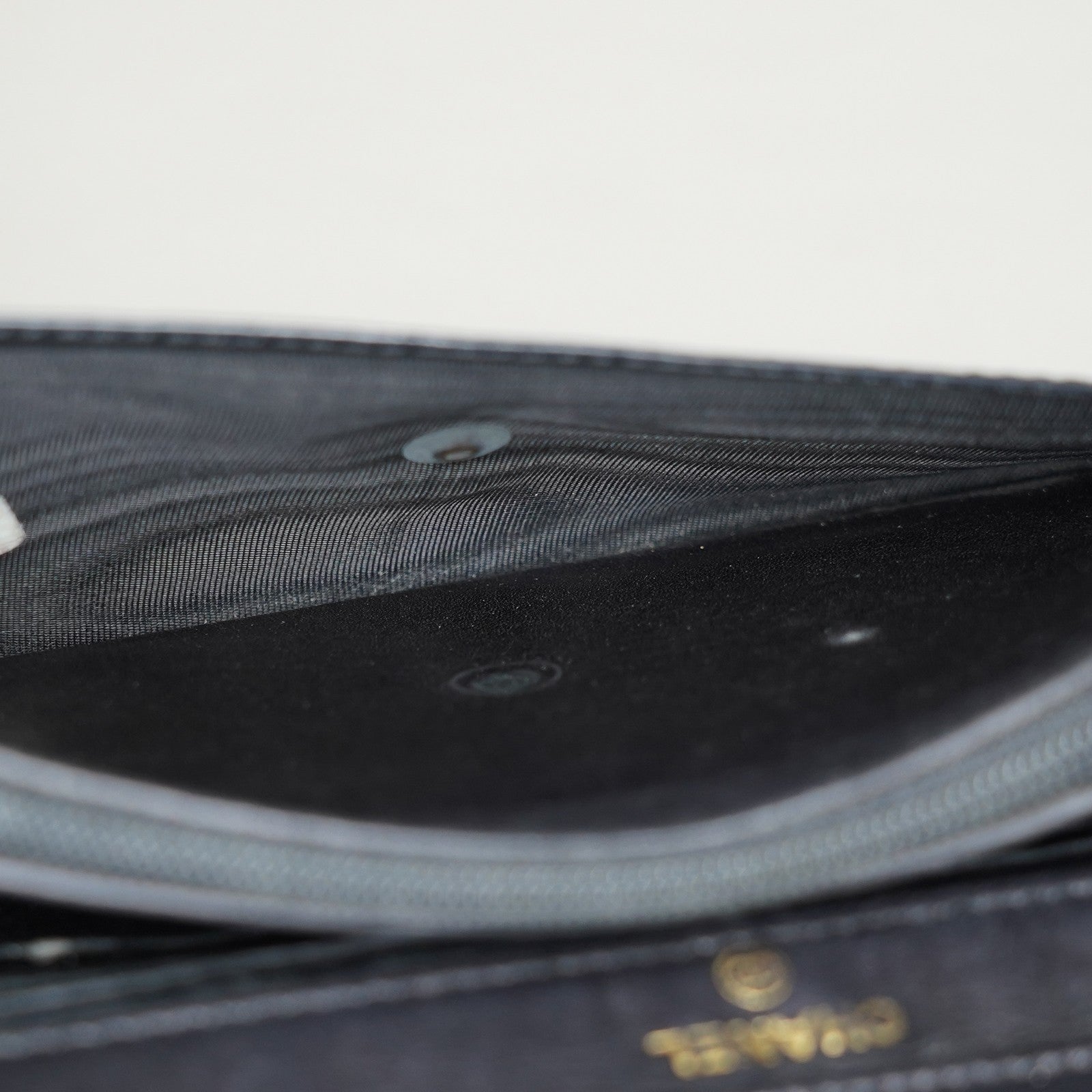 Chanel Coco Mark Shoulder Chain Wallet Black Women's Enamel vintage 05E294730016