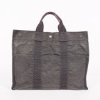 Auth Hermes Herline Tote MM Gray Canvas Silver HW Vintage Purse Used 07E22605005