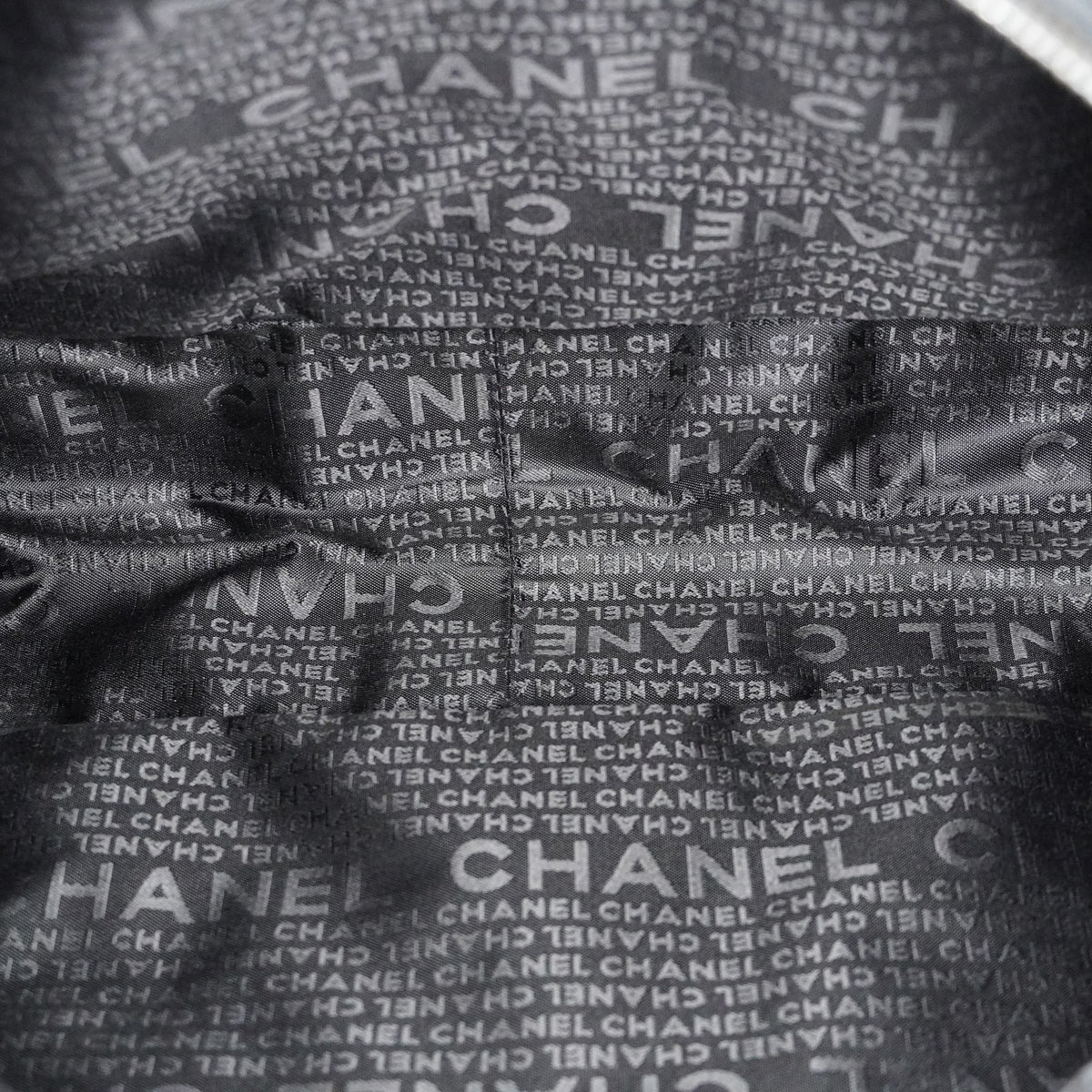 Chanel Chocolate Bar Nylon Mini Boston Bag 35cm Black Silver HW 07E314180008