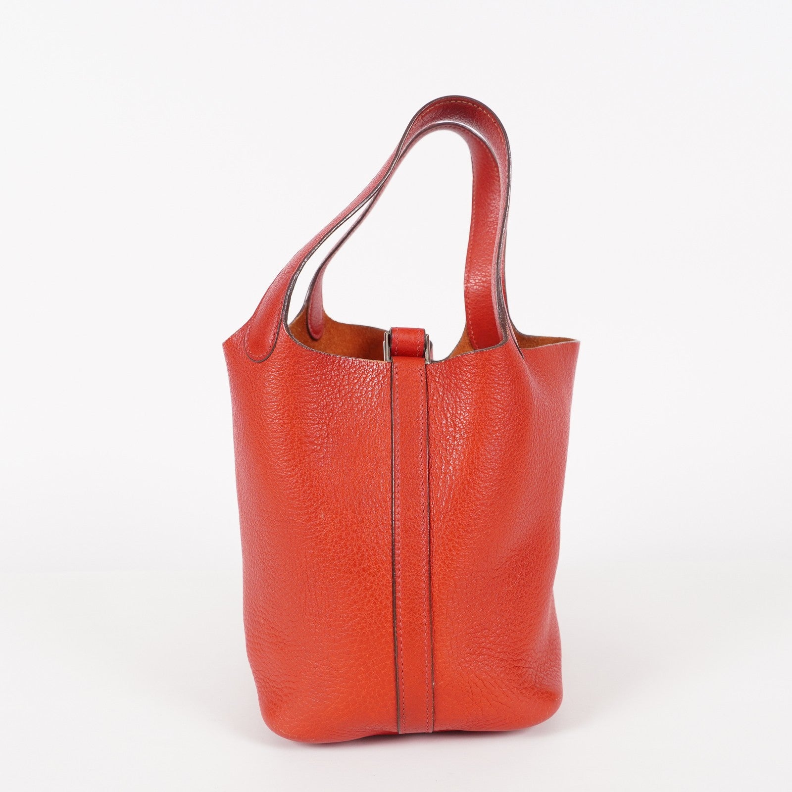 Hermes Picotin Lock PM Red ClemenceLeather Silver Hardware 05E3318150016