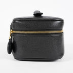 Chanel Caviar Skin CC Vanity Bag Black Leather Used Vintage 07E046490027