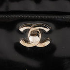 CHANEL CC Logo Chain Shoulder Tote Bag Patent Leather Black Vintage 03E255170011