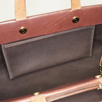 HERMES Herbag Cabas PM Brown Canvas & Leather Tote Bag Used Vintage 07A185720031
