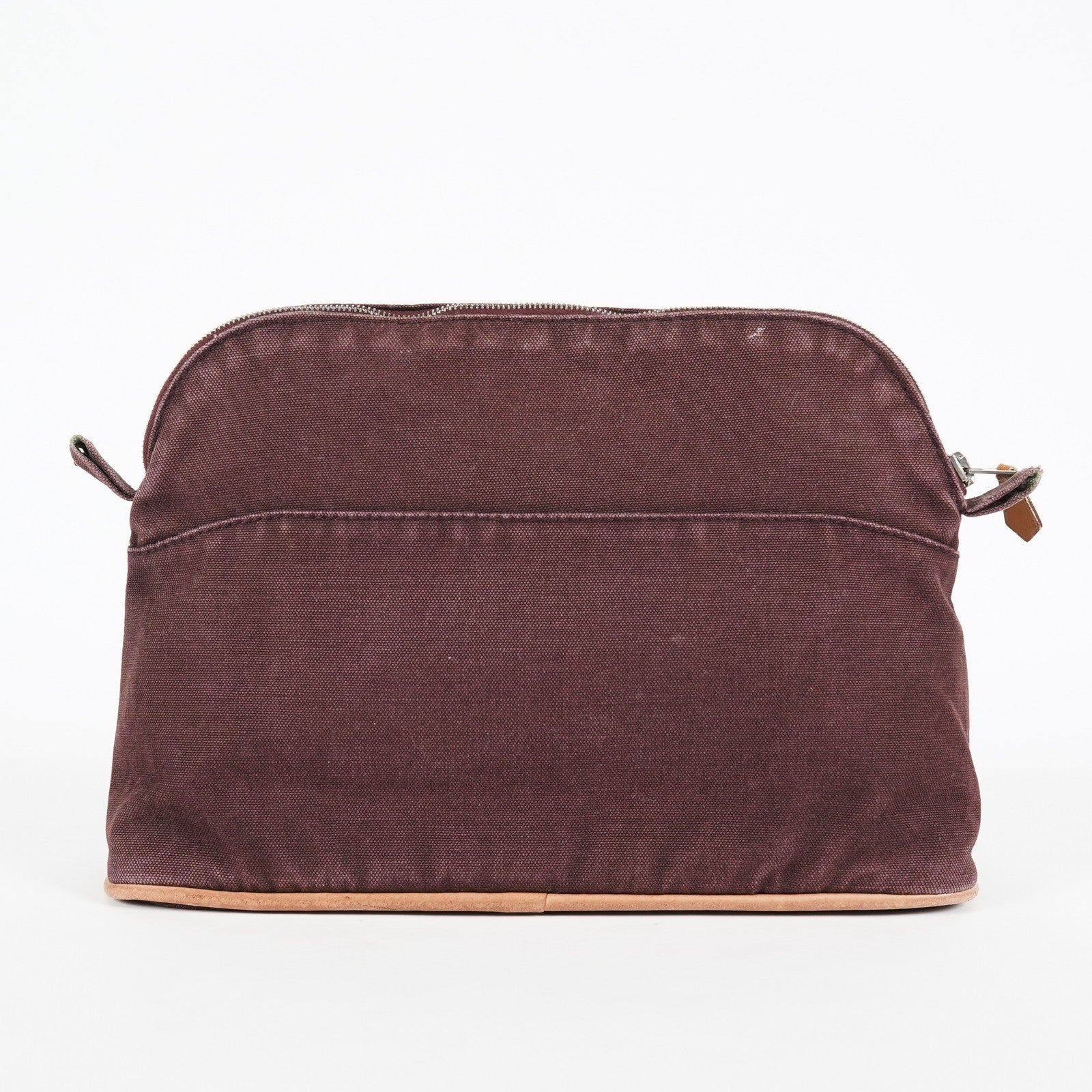 Hermes Bolide Pouch 25 MM Brown Cotton Canvas Cosmetic Pouch Used 07E25781009