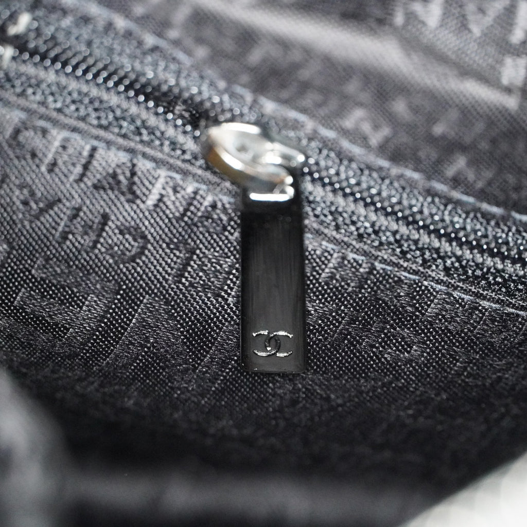 Chanel Chocolate Bar Nylon Mini Boston Bag 35cm Black Silver HW 07E314180008