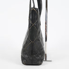 Chanel Wild Stitch Tote Bag Black Calfskin Leather CC Logo Used 07E077260010
